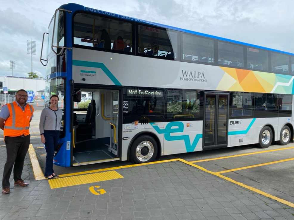 (L-R) Kale Pompey (Tranzit Group - Operations Supervisor, Central Waipā) and Trudi Knight (Waikato Regional Council - Public Transport Operations Manager)