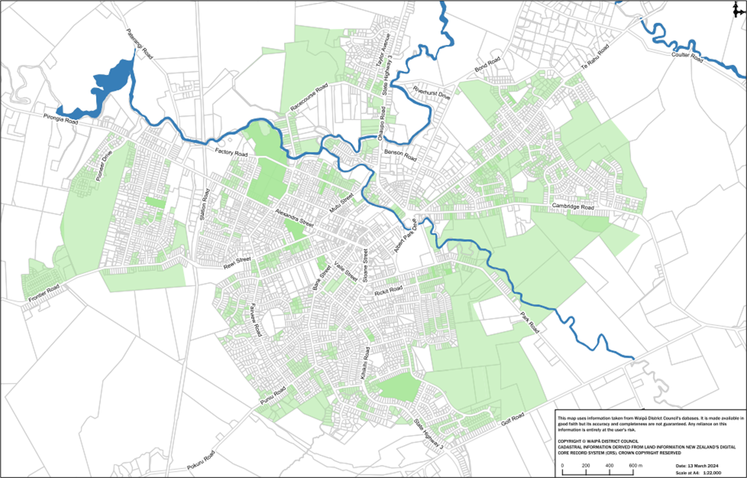 Te Awamutu - Stormwater Constraints Qualifying Matter Overlay map